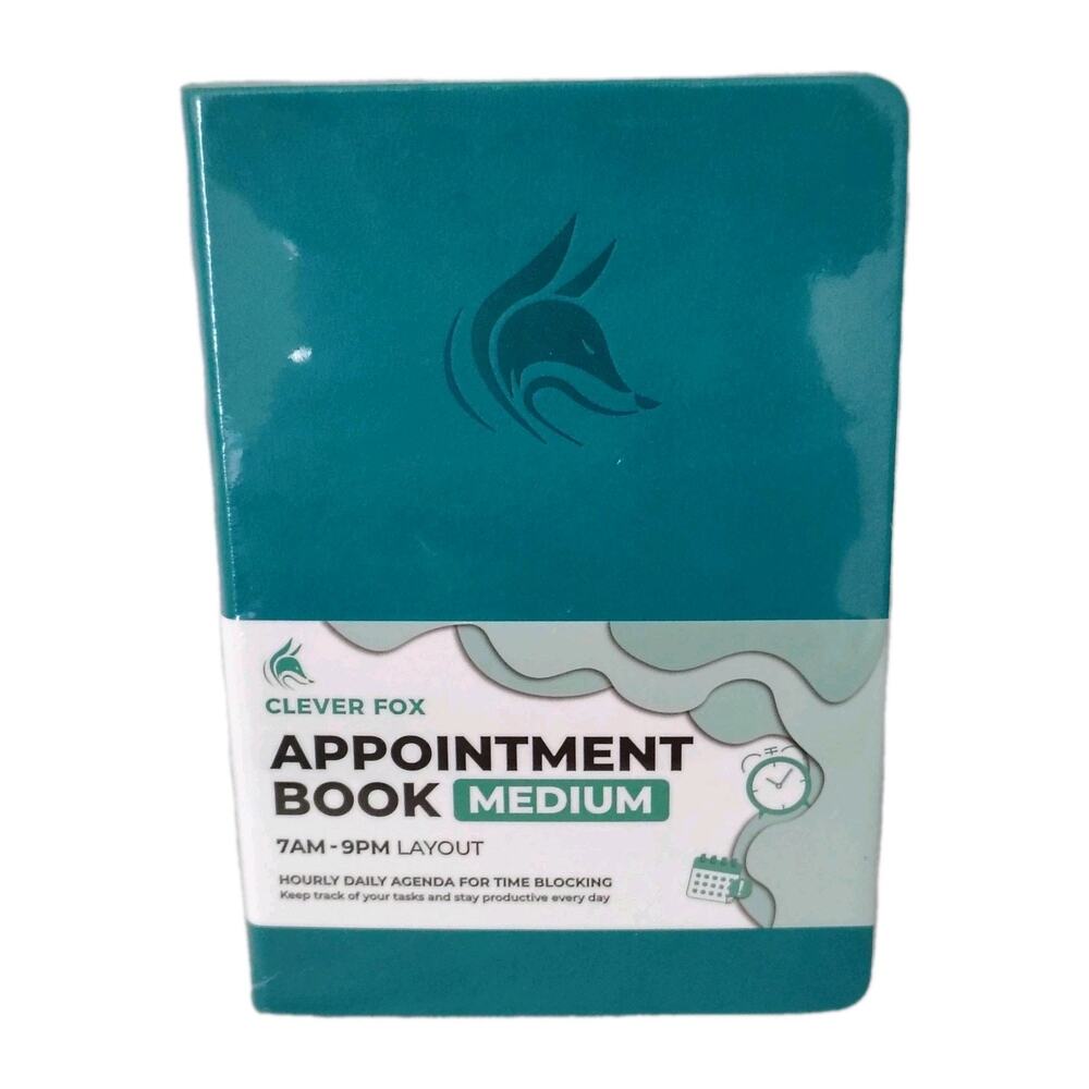 Clever Fox Appointment Book Medium Size A5 Aquamarine 7am-9pm Time Block Agenda